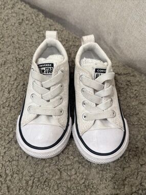 Converse Kids White Canvas Low-Top Sneakers with Black Trim